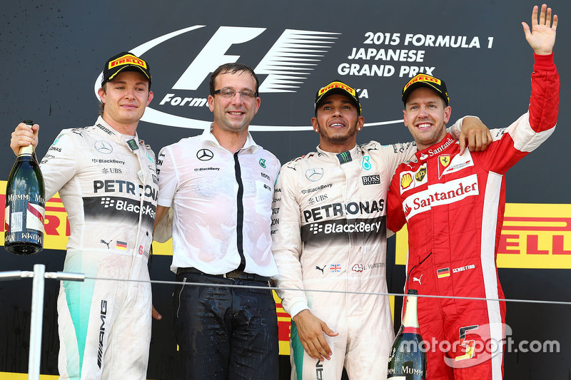 2015: 1. Lewis Hamilton, 2. Nico Rosberg, 3. Sebastian Vettel