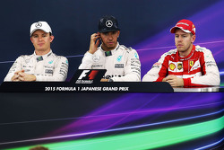Lewis Hamilton, Mercedes AMG F1 Team, Nico Rosberg, Mercedes AMG F1 Team e Sebastian Vettel, Ferrari