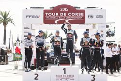 Podium: les vainqueurs Jari-Matti Latvala et Miikka Anttila, Volkswagen Motorsport, les 2e Elfyn Evans et Daniel Barrit, M-Sport, les 3e Andreas Mikkelsen et Ola Floene, Volkswagen Motorsport