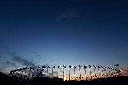 Flags at sunset