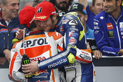 Race winner Dani Pedrosa, Repsol Honda Team and second place Valentino Rossi, Yamaha Factory Racing