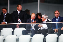(L to R): Vladimir Putin, Russian Federation President with Bernie Ecclestone,