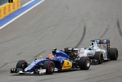 Felipe Nasr, Sauber C34 leads Felipe Massa, Williams FW37