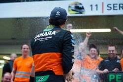 The Sahara Force India F1 Team celebrate third position for Sergio Perez, Sahara Force India F1