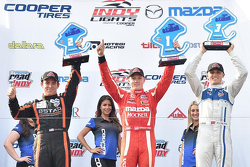 Podium: Race winner Spencer Pigot, Juncos Racing, second place Sean Rayhall, 8 Star Motorsports and third place Max Chilton, Carlin