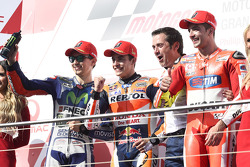 Podium: race winner Marc Marquez, Repsol Honda Team, second place Jorge Lorenzo, Yamaha Factory Racing, third place Andrea Iannone, Ducati Team