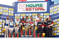 Podium: race winners Pierre Thiriet, Ludovic Badey, Nicolas Lapierre, Thiriet by TDS Racing, second 