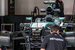 The Mercedes AMG F1 W06 of Lewis Hamilton, Mercedes AMG F1 is prepared in the pits