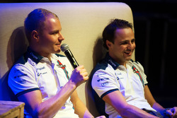 (L to R): Valtteri Bottas, Williams and team mate Felipe Massa, Williams at the Fans' Forum