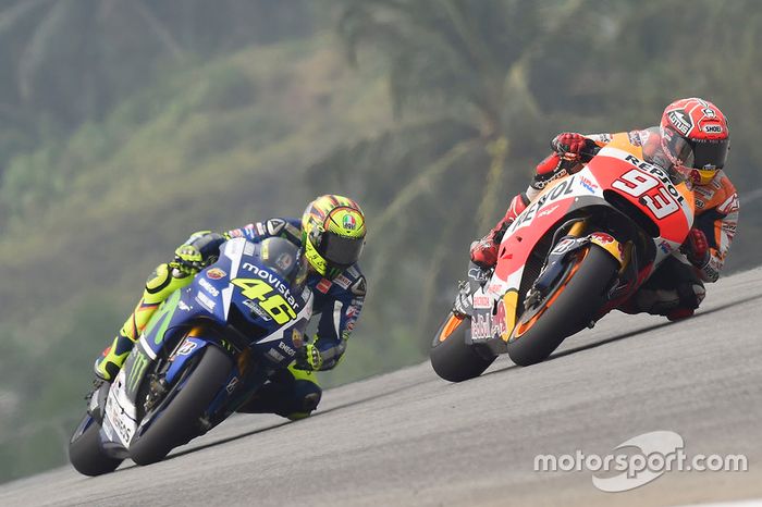 Marc Marquez e Valentino Rossi no GP da Malásia deste ano