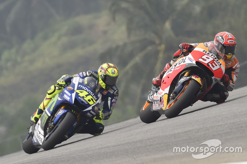 Marc Marquez, Repsol Honda Team and Valentino Rossi, Yamaha Factory Racing