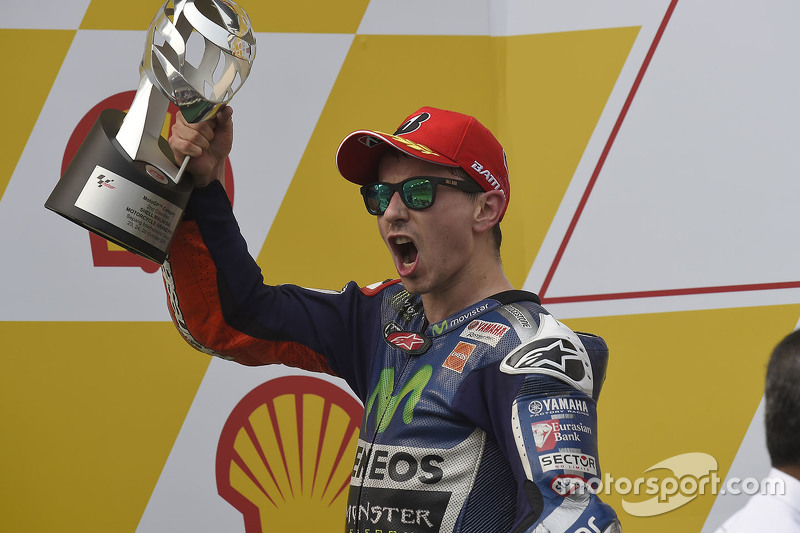 Podium: tweede plaats Jorge Lorenzo, Yamaha Factory Racing