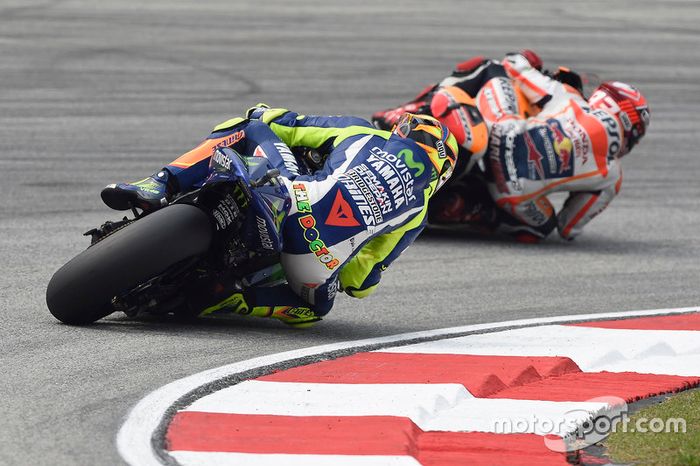 Marc Marquez, Repsol Honda Team y Valentino Rossi, Yamaha Factory Racing