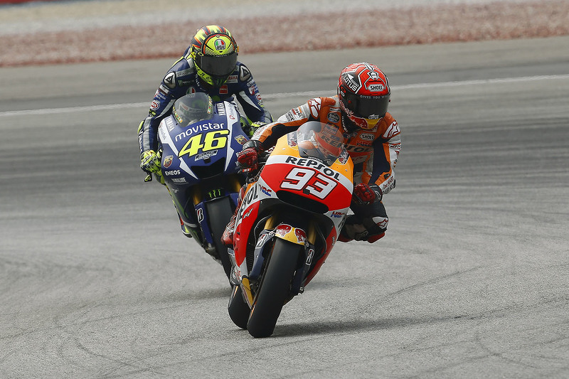 Marc Marquez, Repsol Honda Team and Valentino Rossi, Yamaha Factory Racing