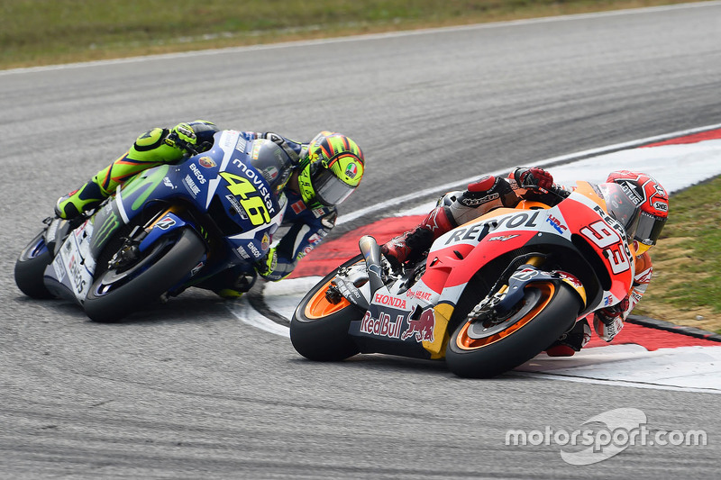 Marc Marquez, Repsol Honda Team and Valentino Rossi, Yamaha Factory Racing