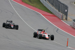 Alexander Rossi, Manor Marussia F1 Team pulls into the pits with a damaged front wing