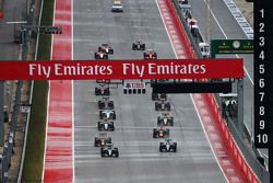 Nico Rosberg, Mercedes AMG F1 W06 leads team mate Lewis Hamilton, Mercedes AMG F1 W06 at the start of the race