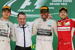 Podium: Race winner and World Champion Lewis Hamilton, Mercedes AMG F1, with second place Nico Rosberg, Mercedes AMG F1 W06 and third place Sebastian Vettel, Ferrari