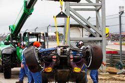 The damaged Red Bull Racing RB11 of Daniil Kvyat, Red Bull Racing