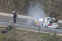 Sébastien Ogier e Julien Ingrassia, Volkswagen Polo WRC, Volkswagen Motorsport, dopo l'incidente