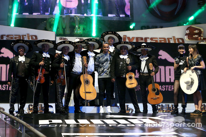 Lewis Hamilton participates in a Mexican Wrestling event in Mexico City