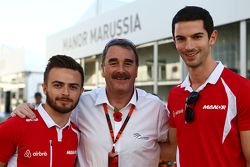 Will Stevens, Manor Marussia F1 Team con Nigel Mansell,  y Alexander Rossi, Manor Marussia F1 Team