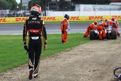 Romain Grosjean, Lotus F1 Team, nach Defekt im 2. Training