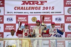 Race 3 winner Nobuharu Matsushita, second place Jake Dennis, third place Tatiana Calderon