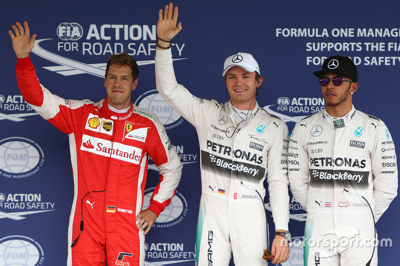 Polesitter Nico Rosberg, Mercedes AMG F1 Team, second place Lewis Hamilton, Mercedes AMG F1 Team and