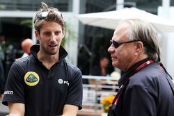 Romain Grosjean, Lotus F1 Team avec Gene Haas, Président de Haas Automotion