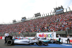 Race winner Nico Rosberg, Mercedes AMG F1 Team, second place Lewis Hamilton, Mercedes AMG F1 Team and Valtteri Bottas, Williams F1 Team
