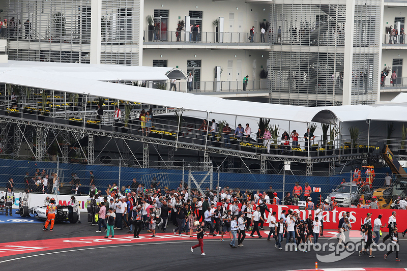 The scene at parc ferme