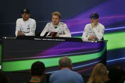 The post race FIA Press Conference: Second place Lewis Hamilton, Mercedes AMG F1, race winner Nico Rosberg, Mercedes AMG F1 and third place Valtteri Bottas, Williams