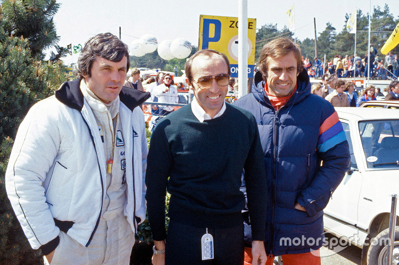 Frank Williams with Alan Jones and Carlos Reutemann, Williams