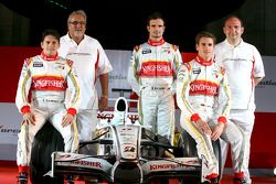 Giancarlo Fisichella, Vijay Mallya, Adrian Sutil, Vitantonio Liuzzi and Dr Colin Kolles, Force India F1 Team Manager