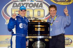 Victory lane: race winner Ryan Newman celebrates with Darrell Waltrip