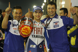 Pole winner Jorge Lorenzo celebrates