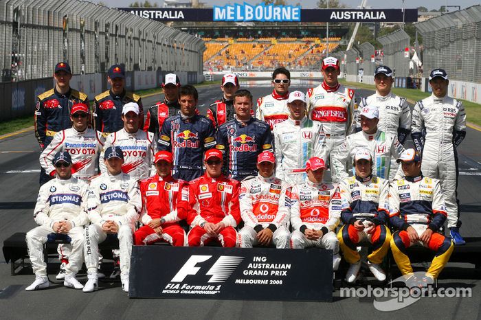 Foto de grupo de los pilotos de F1 de 2008