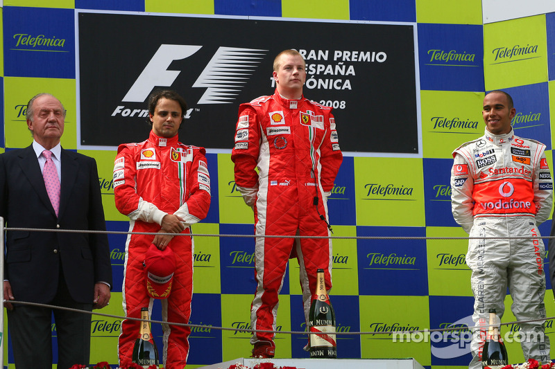 2008: 1. Kimi Räikkönen, 2. Felipe Massa, 3. Lewis Hamilton