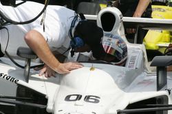 Brian Barnhart gives Graham Rahal instructions before qualifying