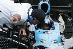 Brian Barnhart gives instructions to Danica Patrick before qualifying