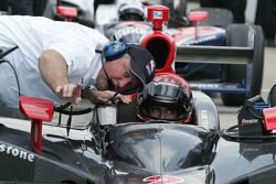 A.J. Foyt IV receives instruction from Brian Barnhart