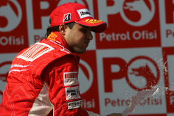 Podium: race winner Felipe Massa celebrates