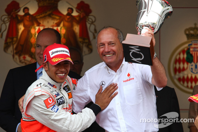 Ron Dennis, McLaren, Team Principal, Chairman with 1st place Lewis Hamilton, McLaren Mercedes