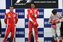 Podium: race winner Felipe Massa with Kimi Raikkonen and Jarno Trulli