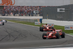 Kimi Raikkonen, Scuderia Ferrari, leads Felipe Massa, Scuderia Ferrari