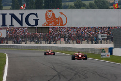 Kimi Raikkonen, Scuderia Ferrari, leads Felipe Massa, Scuderia Ferrari