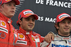 Podium: race winner Felipe Massa with Kimi Raikkonen and Jarno Trulli