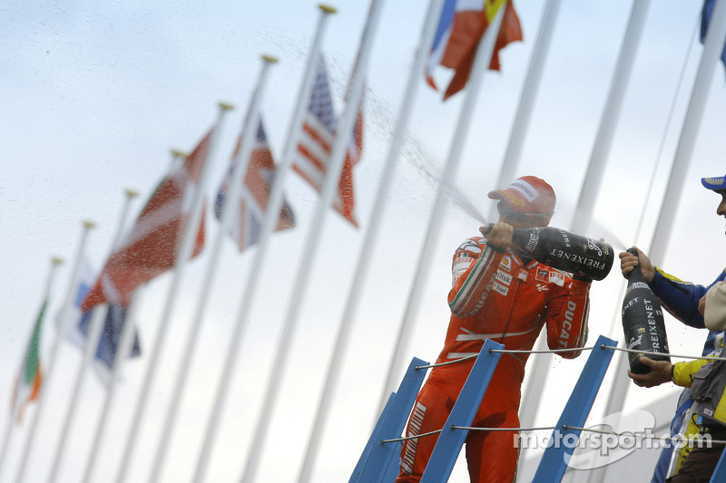 2008: 1. Casey Stoner, 2. Dani Pedrosa, 3. Colin Edwards