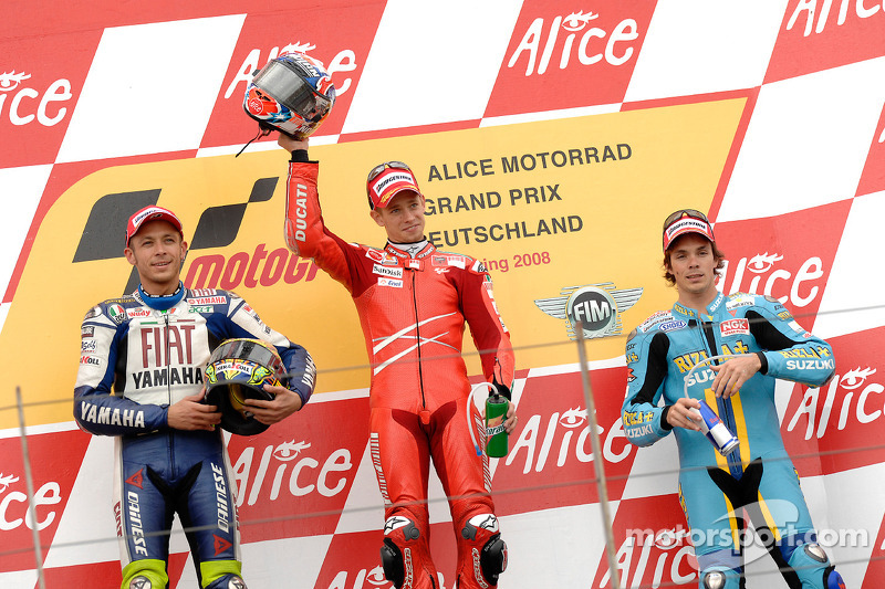 Podio: 1º Casey Stoner, 2º Valentino Rossi 3º Chris Vermeulen